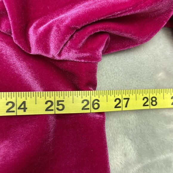 Skies are Blue Curvy Velvet Blazer Jacket Womens 2X Magenta 3/4 Ruched Sleeve - Picture 8 of 10